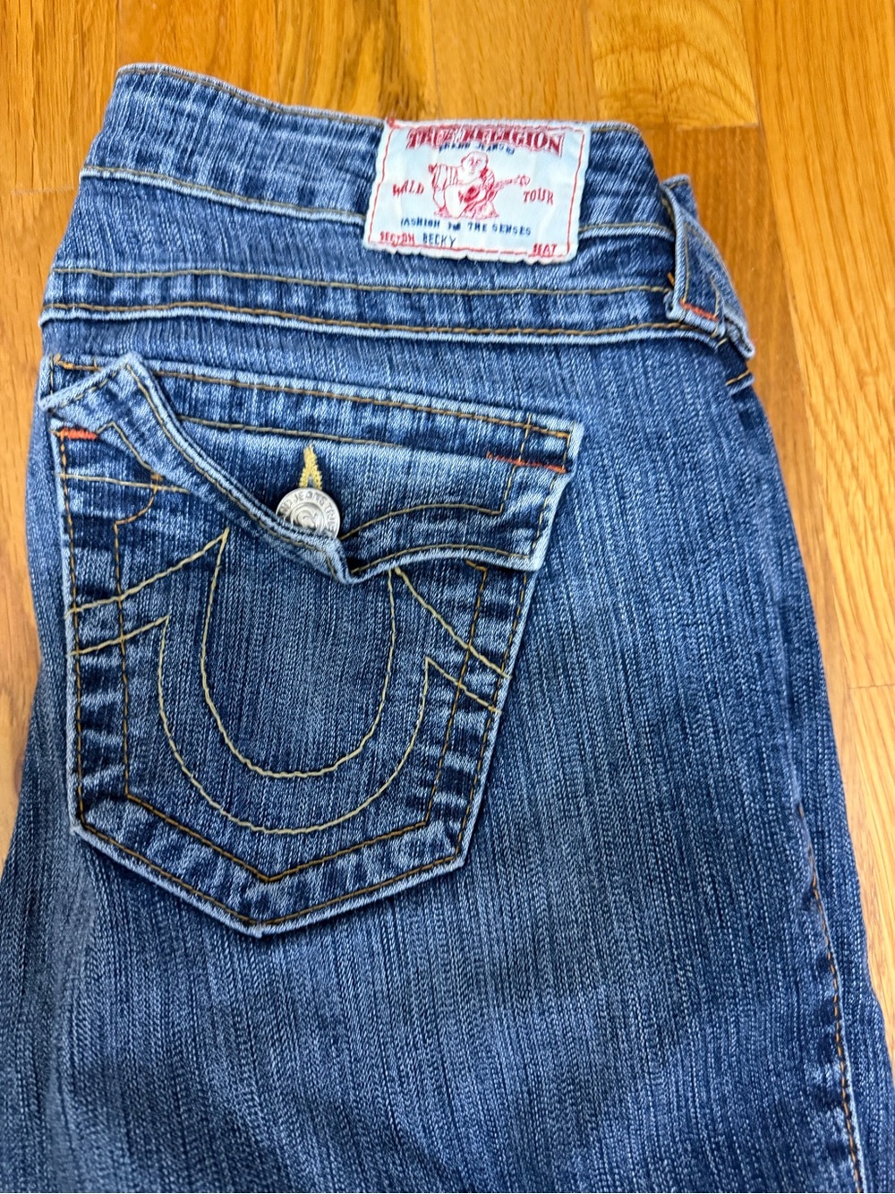 True Religion Indigo Bootcut Jeans with Signature Pocket Stitching